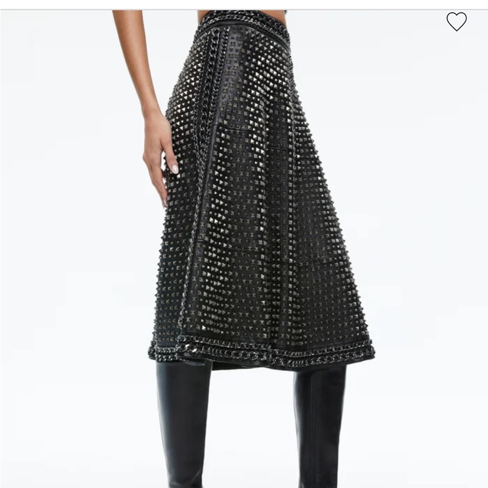 NEED FIND SOSIE LEATHER STUDDED MIDI SKIRT SZ 10